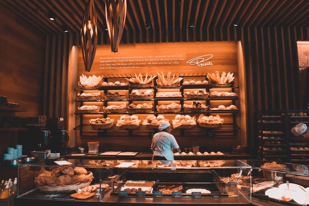 Artisan bakery display with pastries