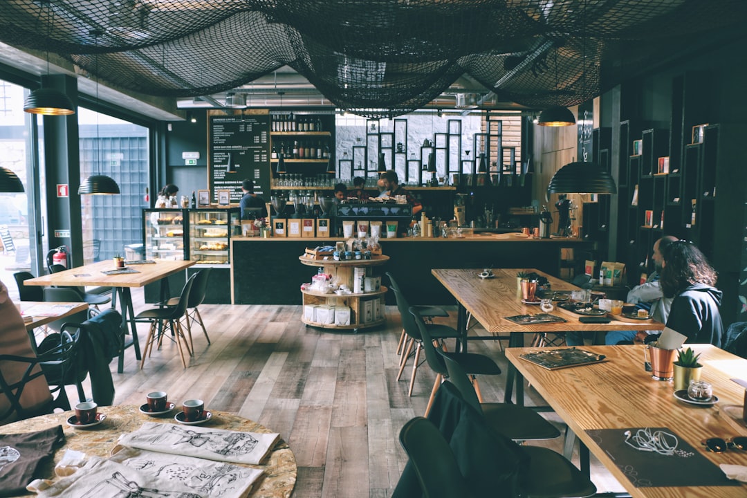 Modern minimalist café interior