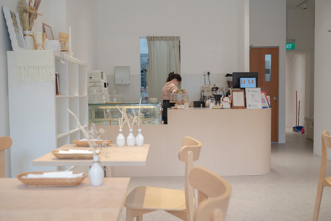 Modern minimalist café interior in Singapore